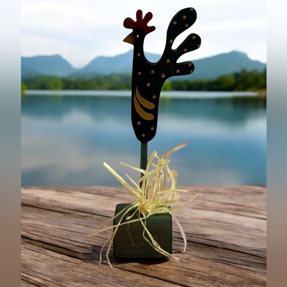 🔻Vintage🔻Handmade, Whimsical Green Rooster Figurine, 8.50’’, Green 🐔 - Picture 1 of 7